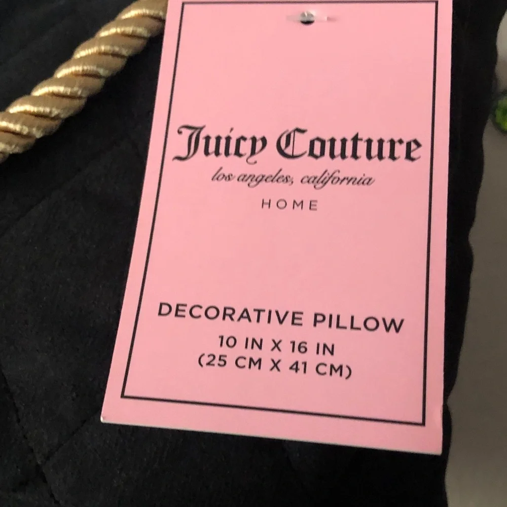NWT Juicy Couture Black Purse Shaped Pillow w/ Gold Accents
